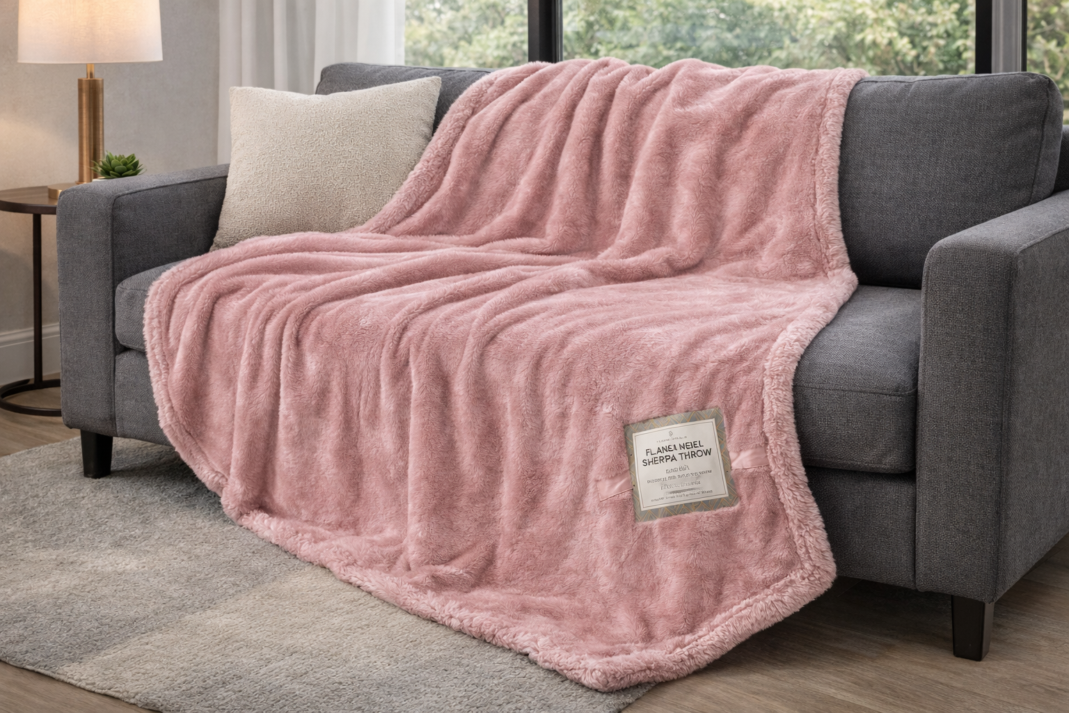 Gaveno Cavailia Flannel Sherpa Throw – Blush  – 200 × 240 cm 150-200