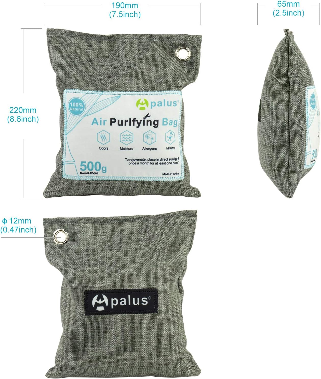 Natural Bamboo Charcoal Air Purifying Bag – 500g